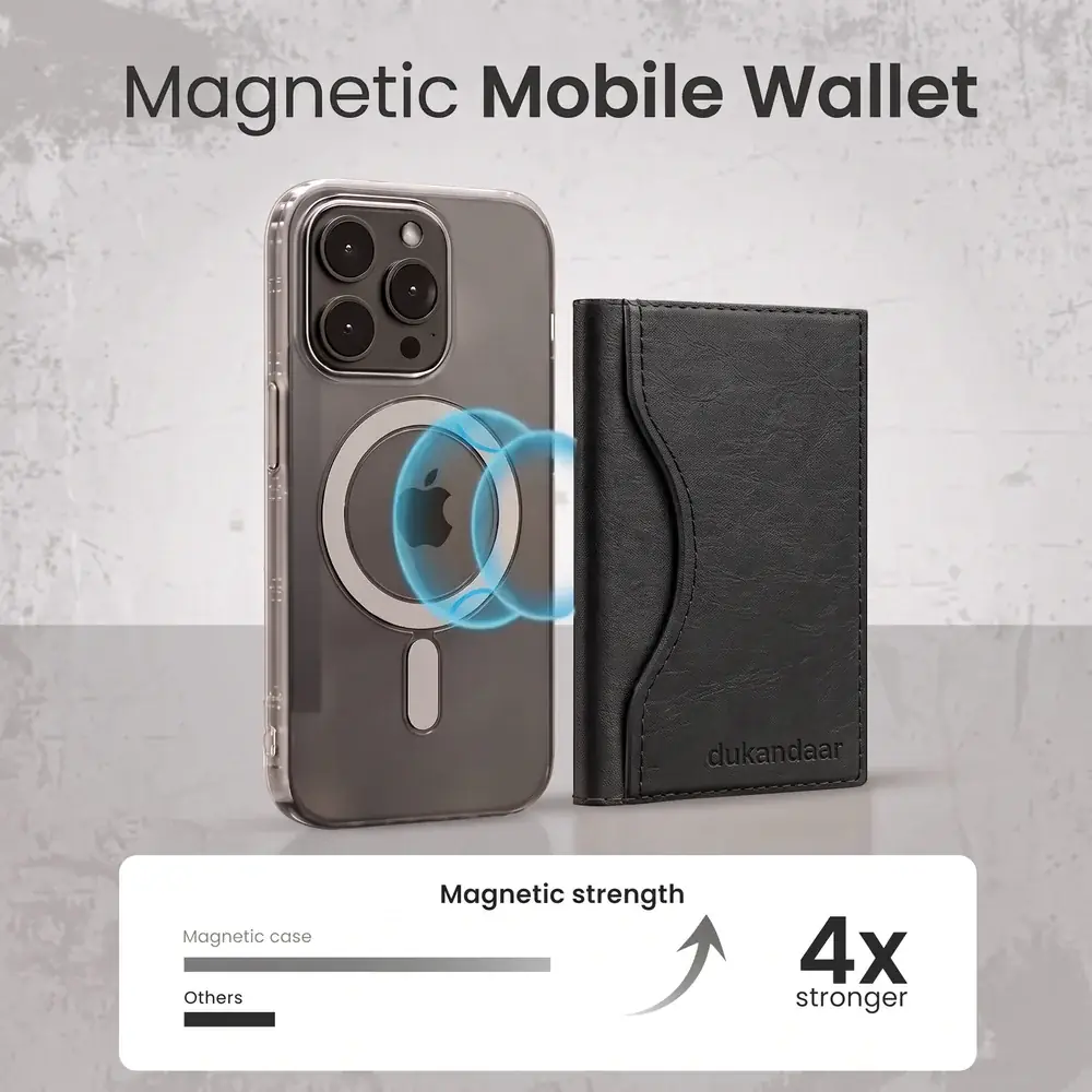 Magnetic Pop-Up Card Wallet – PU Premium Leather | 6 Card Slots | Mobile Stand